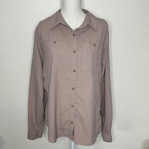 Patagonia Women’s Button Down Long Sleeve Tan Tech Hiking Shirt Size XL